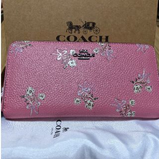 コーチ(COACH)のCOACH  長財布　ラウンドファスナー　花柄４ピンク(財布)