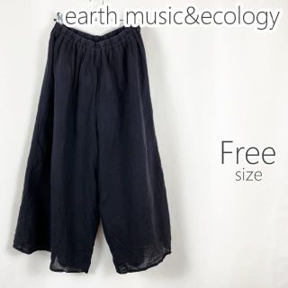 earth music&ecology クロップド とろみ ワイドパンツ 黒(カジュアルパンツ)