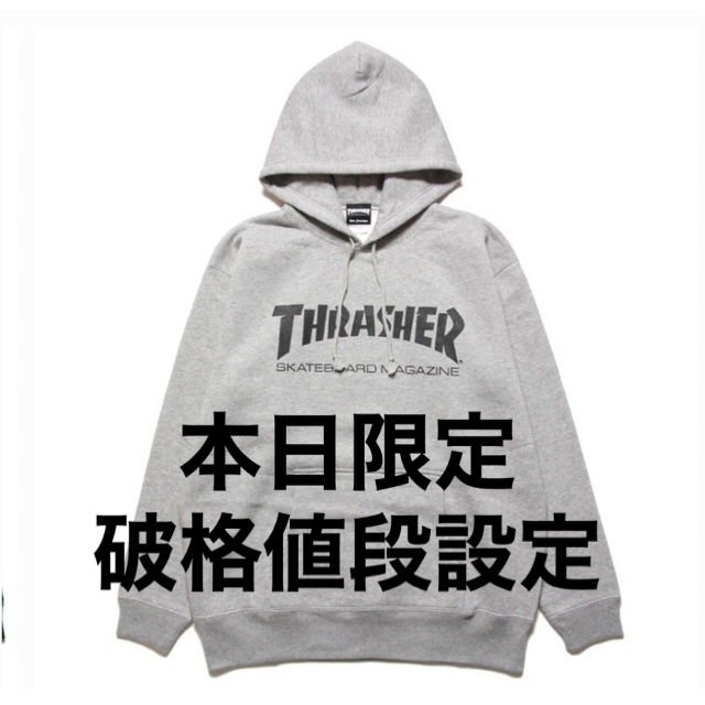 THRASHER(スラッシャー)の✱特価✱ THRASHER デカロゴ パーカー グレー Sサイズ メンズのトップス(パーカー)の商品写真