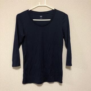 ユニクロ(UNIQLO)のユニクロ　紺色　七分丈　トップス(Tシャツ(長袖/七分))