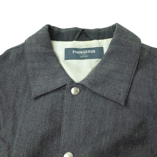 PHINGERIN フィンガリン 日本製 TAILORED COACH JACKET TWEED ヘリンボーンツイード コーチジャケット PD-142-JK-061 S グレー ウール ブルゾン アウター【PHINGERIN】