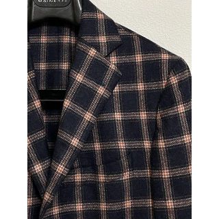 ラルディーニ(LARDINI)のエッリコ フォルミコラ カシミヤ混 ネイビー チェック ジャケット 秋冬 446(テーラードジャケット)