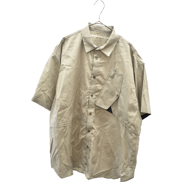 Tamme タム 22SS T.T S/S SHIRT ポケットドッキング切替ショートスリーブシャツ 半袖シャツ グレー 22S0022