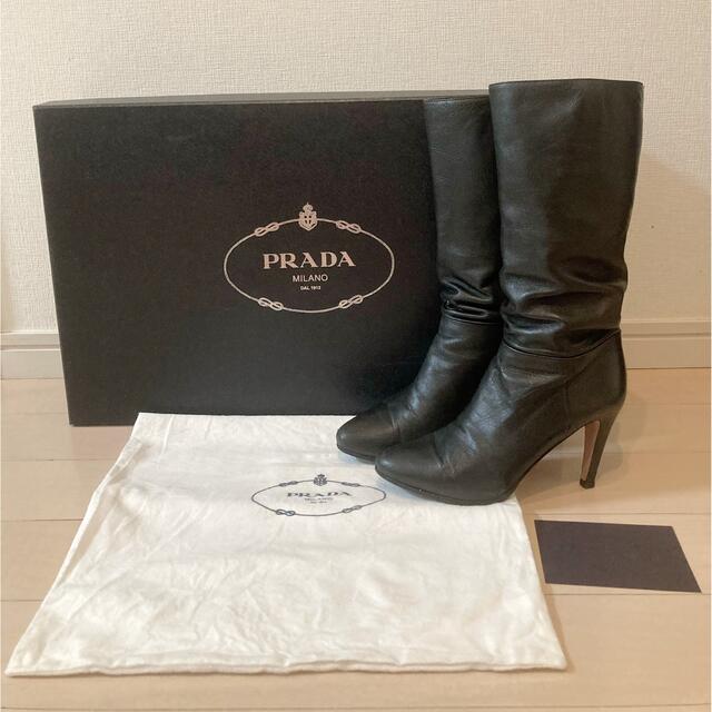 【品】PRADA 本革ブーツ　ブラック　23.5㎝　箱　説明書　保存袋付きCHANEL