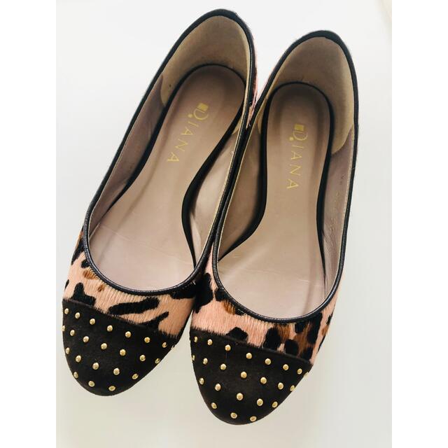 DIANA - 美品✨Diana ハラコ スタッズ レオパードフラット DIANA - 美品✨Diana ハラコ スタッズ レオパードフラット