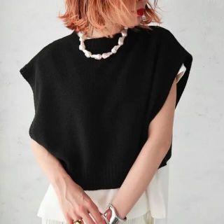 トゥデイフル(TODAYFUL)の人気 2wayショートニットvest/ブラック(ベスト/ジレ)