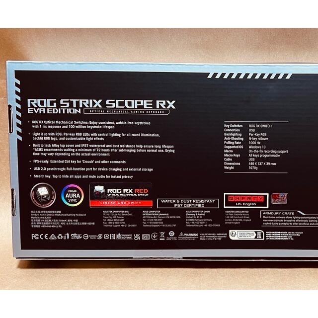 ASUS ROG Strix Scope RX EVA Editionキーボード スマホ/家電/カメラのPC/タブレット(PC周辺機器)の商品写真