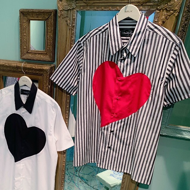 【PLAY COMME des GARCONS】XLストライプ ハート シャツ