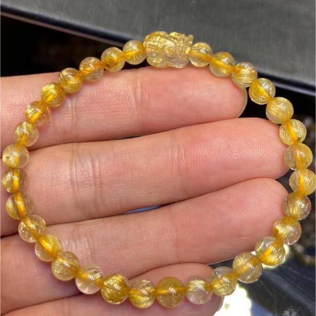 天然】ゴールドルチルクオーツ ブレスレット 貔貅 5.6mm-