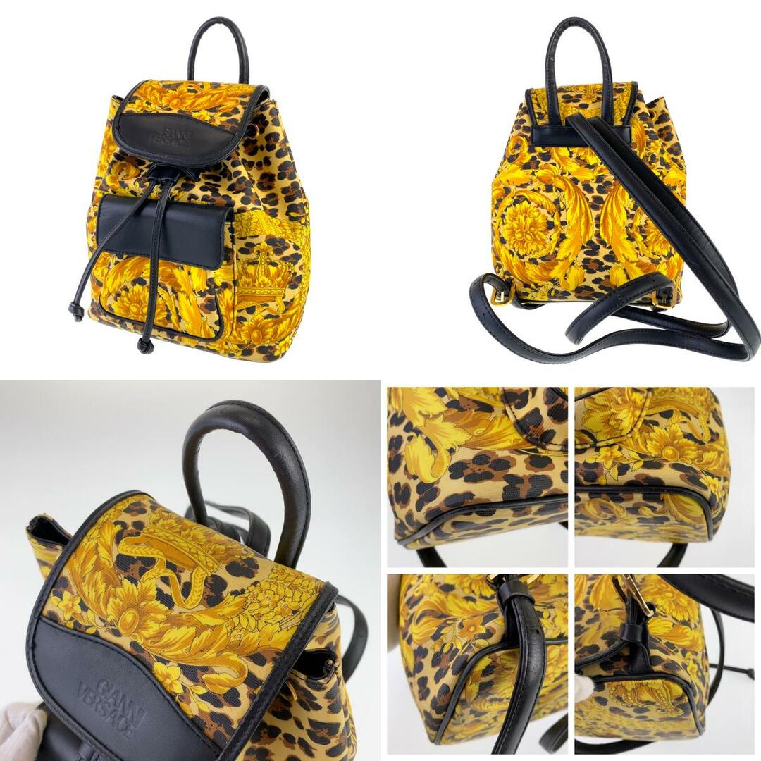 Gianni Versace(ジャンニヴェルサーチ)のGianni Versace ジャンニ・ヴェルサーチ ヴィンテージ バロック柄 レオパード柄 イエロー マルチカラー PVC リュック バックパック 【中古】 レディース 305571 レディースのバッグ(リュック/バックパック)の商品写真