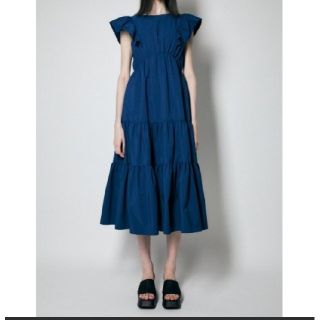 マウジー(moussy)のmoussy FLARE SLEEVE DRESS 袖フリルワンピース(ロングワンピース/マキシワンピース)