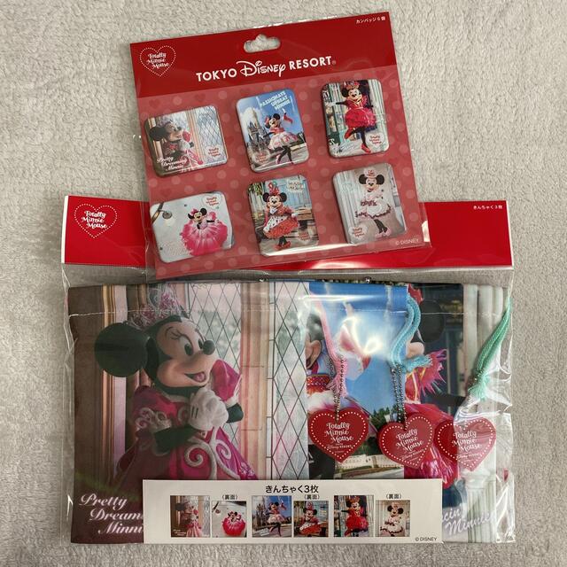 Disney(ディズニー)のトータリーミニーマウス　巾着　缶バッジ エンタメ/ホビーのおもちゃ/ぬいぐるみ(キャラクターグッズ)の商品写真