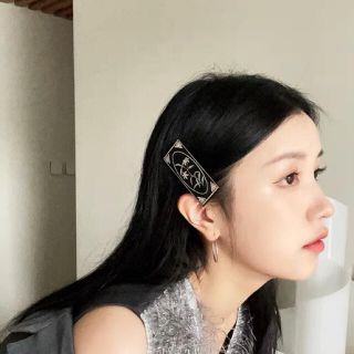 百合の札　螺鈿漆器　黒白色ヘアピン　vintage 骨董品　浴衣着物　大正和服(ヘアピン)