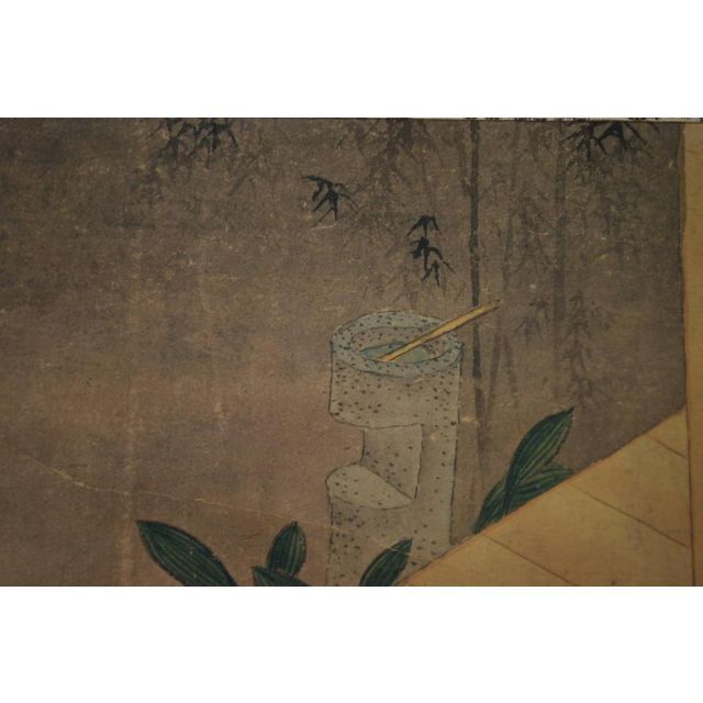 美術品/アンティーク【真作】作者不詳/竹千代/雀と人物図/舌切り雀/掛軸☆宝船☆S‐826　JM