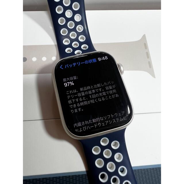 Apple Watch(アップルウォッチ)の【極美品】アップルウォッチ7 45mm GPSモデル ヤマダ電機購入品 メンズの時計(腕時計(デジタル))の商品写真
