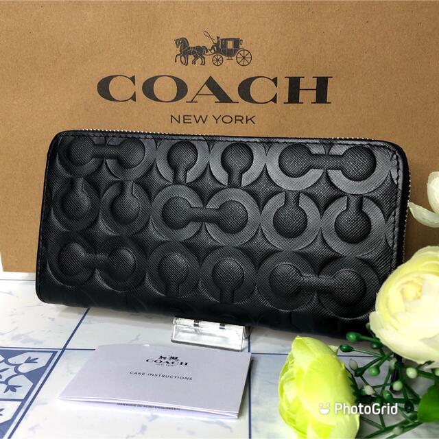 COACH - コーチ 長財布 エンボス ブラック 【新品】の通販 by りこ's ...