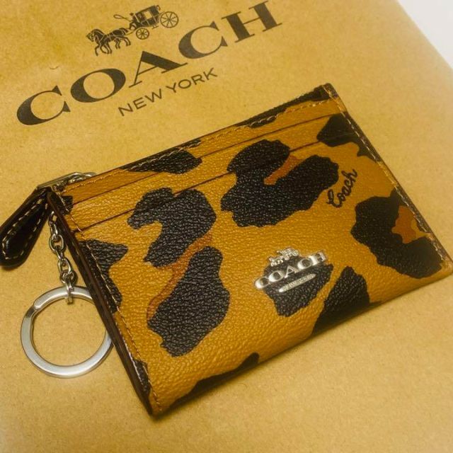 COACH コーチ　コインケース ブラウン　豹柄　小銭入れ財布　レオパード