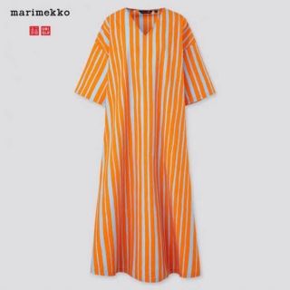 UNIQLO✖︎marimekko 2020SS ワンピース（オレンジ）(ロングワンピース/マキシワンピース)