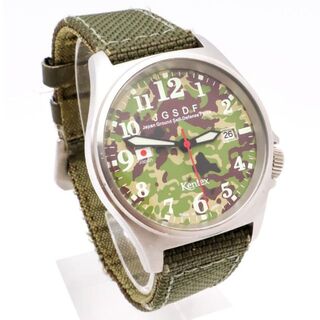 ケンテックス(KENTEX)の《一点物》KENTEX JGSDF腕時計 迷彩 グリーン デイト 布ベルト(腕時計(アナログ))