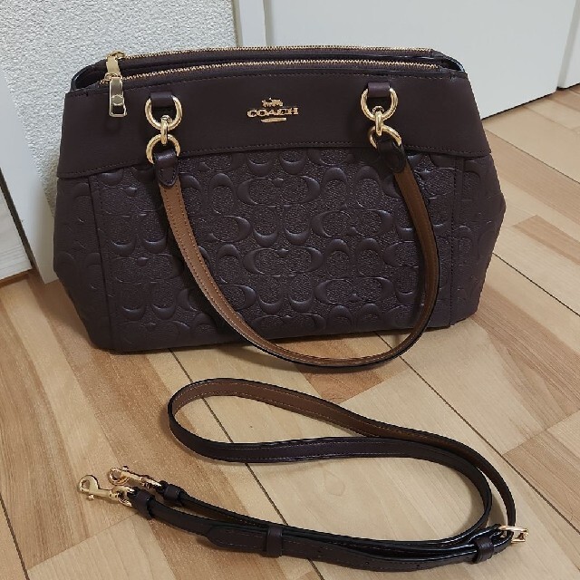 コーチ COACH シグネチャー ダークブラウン ショルダーバッグ トート