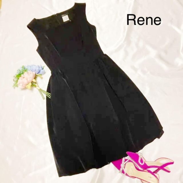 ☆新品同様☆Rene ルネ 36サイズ ひざ丈ワンピース ウォッシャブル ...