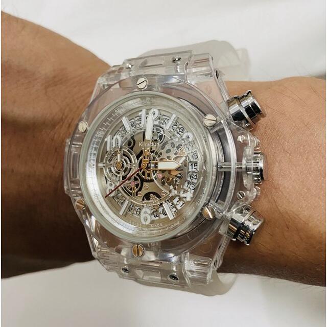 日本未発売KIMSDUN ラバーベルト スケルトンウォッチ メンズ 腕時計