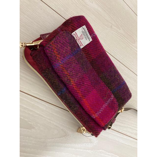 Harris Tweed(ハリスツイード)のハリスツィード☆赤系ポシェットショルダーバッグ レディースのバッグ(ショルダーバッグ)の商品写真