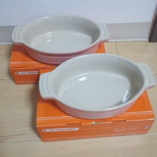 ルクルーゼ(LE CREUSET)のル・クルーゼ　グラタン皿2枚セット　ピンク(食器)