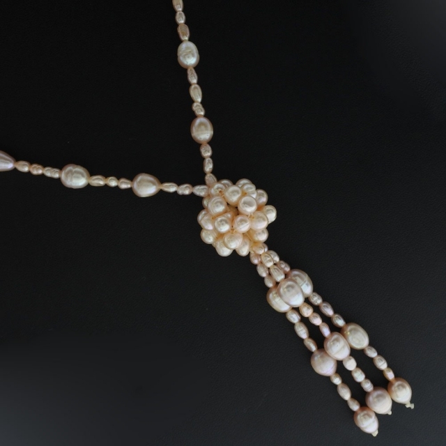 約580cm真珠サイズ真珠0.2-7.6ｍｍ パール ピンク レディース ネックレス