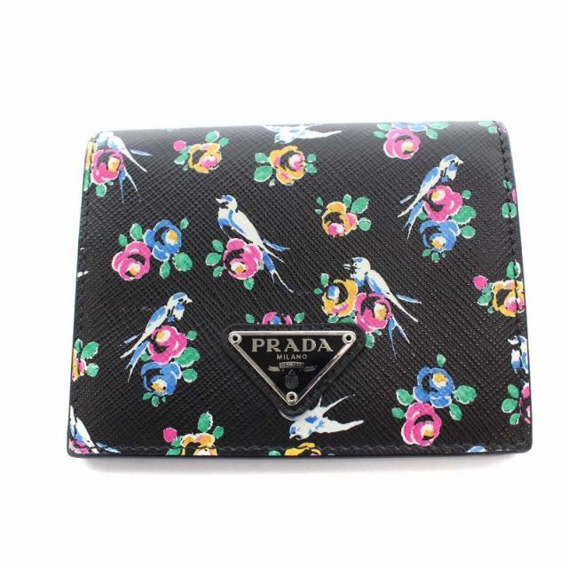 PRADA - プラダ 財布 二つ折り 小銭入れ サフィアーノレザー 花柄