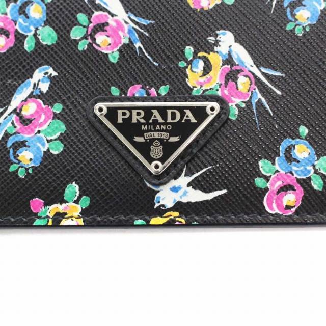 PRADA   プラダ 財布 二つ折り 小銭入れ サフィアーノレザー 花柄