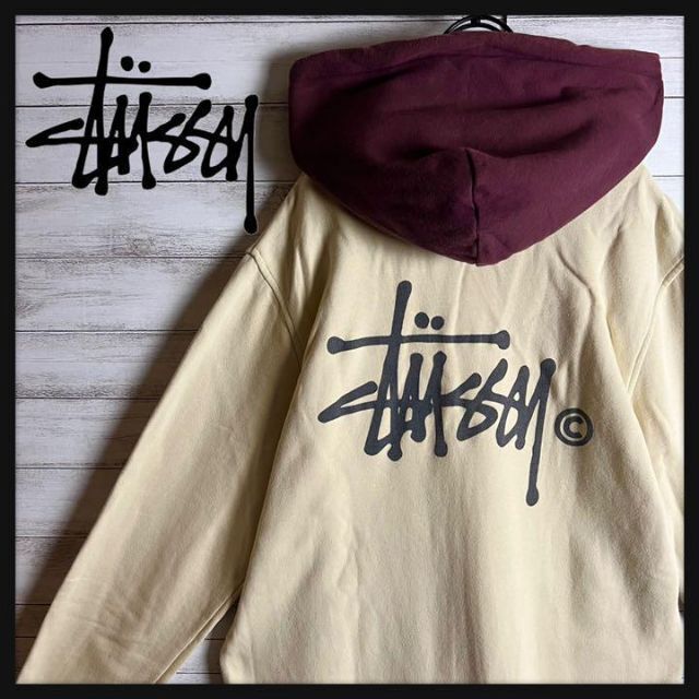 超希少カラー】 STUSSY パーカー バックロゴ 入手困難 ツートン - パーカー