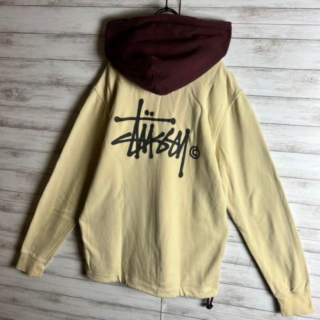 【超希少カラー】 STUSSY パーカー バックロゴ 入手困難 ツートン 3