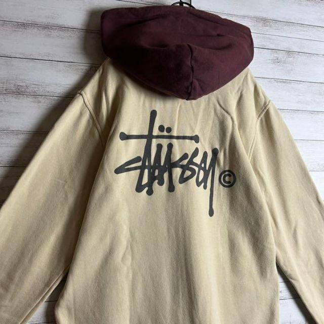 【超希少カラー】 STUSSY パーカー バックロゴ 入手困難 ツートン 4