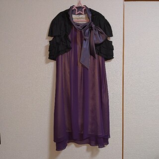 紫ドレス＆黒ボレロの２点セット(ミディアムドレス)