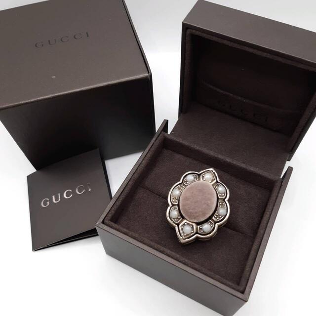 Gucci(グッチ)のグッチ　GUCCI ベロア　フェイクパール　シルバー　リング　指輪　#13 レディースのアクセサリー(リング(指輪))の商品写真