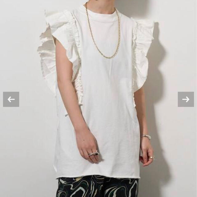 CITYSHOP(シティショップ)の美品☆ CTIYSHOP DOZUME FRILL N/S Tシャツ 白 レディースのトップス(カットソー(半袖/袖なし))の商品写真