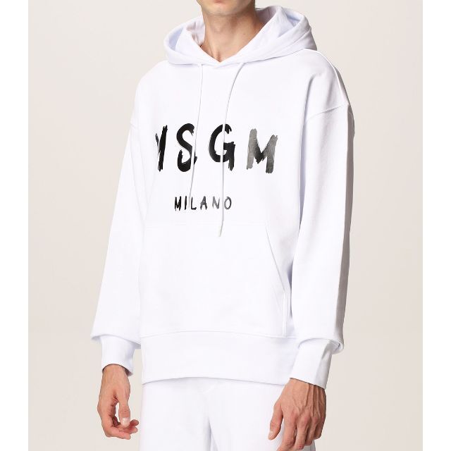 7 MSGM ホワイト MILANOロゴ パーカー フーディー size XL