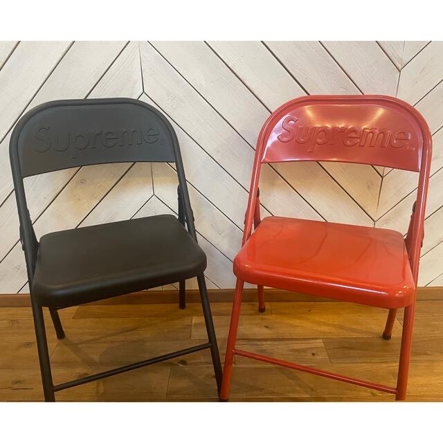 supreme metal folding chair black