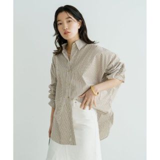 ラウンジドレス(Loungedress)の定番 完売品 新品 Loungedress ストライプBIGシャツ ベージュ(シャツ/ブラウス(長袖/七分))