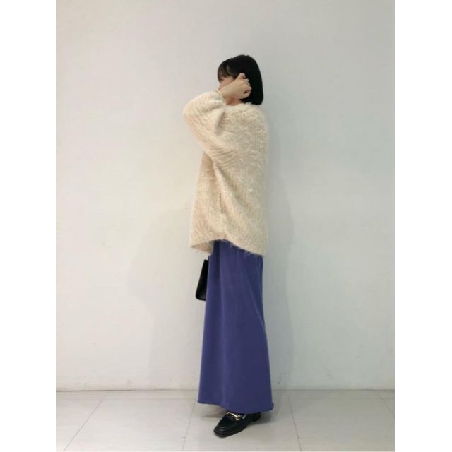 Omekashi(オメカシ)の㊱ 2022AW 新作 完売色 新品 オメカシ 起毛ナロースカート パープル レディースのスカート(ロングスカート)の商品写真