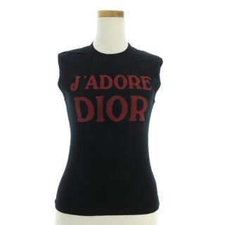 クリスチャンディオール(Christian Dior)のクリスチャンディオール ノースリーブ カットソー プリント 黒 F38(カットソー(半袖/袖なし))