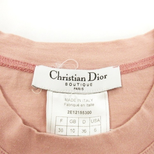 Christian Dior(クリスチャンディオール)のクリスチャンディオール ノースリーブ カットソー プリント ピンク F38 レディースのトップス(カットソー(半袖/袖なし))の商品写真