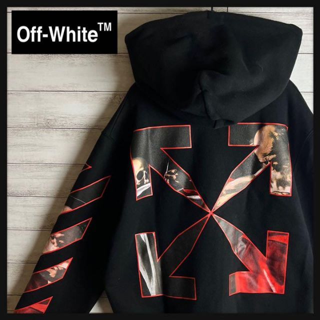 OFF-WHITE - 【即完売モデル】オフホワイト 両面プリント パーカー クロスアロー スケルトンの通販 by Flow's shop