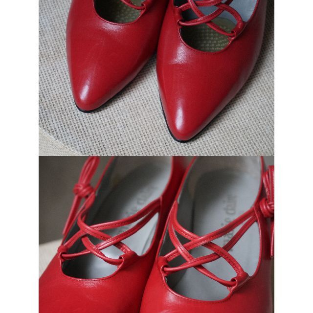 Marie Claire(マリクレール)の日本製 90s オールド マリクレール marie claire 赤革 パンプス レディースの靴/シューズ(ハイヒール/パンプス)の商品写真