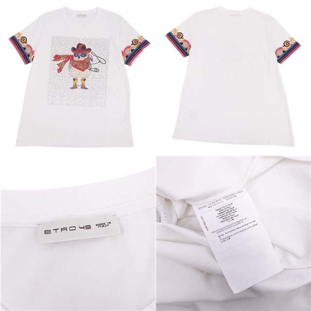 【2021年春夏】ETRO エトロ Tシャツ 刺繍ロゴ 42 白 2Q9