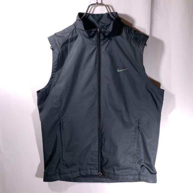 00s 古着 NIKE ナイキ ナイロン ベスト 黒 スウッシュロゴ 菅田将暉