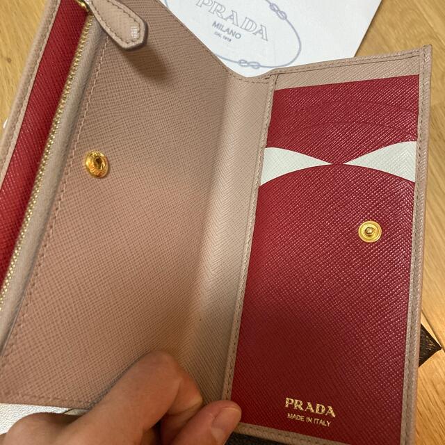 【PRADA】サフィアーノ マルチカラー ピンク 財布 正規品　箱/カード付き