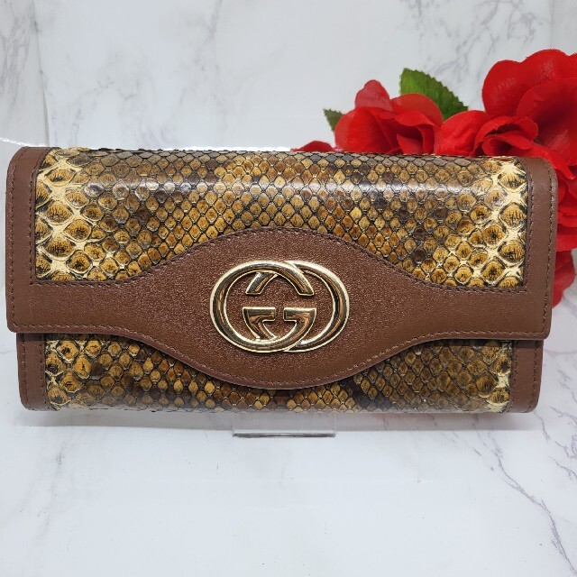 最安値 - Gucci GUCCI 財布 長財布 インターロッキング パイソン