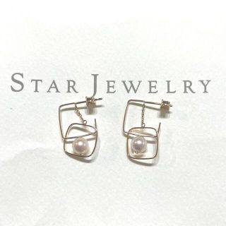 テイクアップ(TAKE-UP)の【STAR JEWELRY】K10 パール チェイン フープピアス(ピアス)